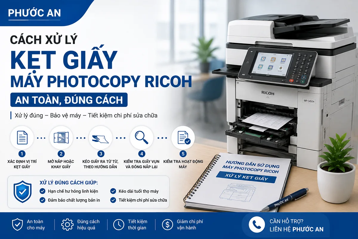 Cách xử lý kẹt giấy máy photocopy Ricoh an toàn