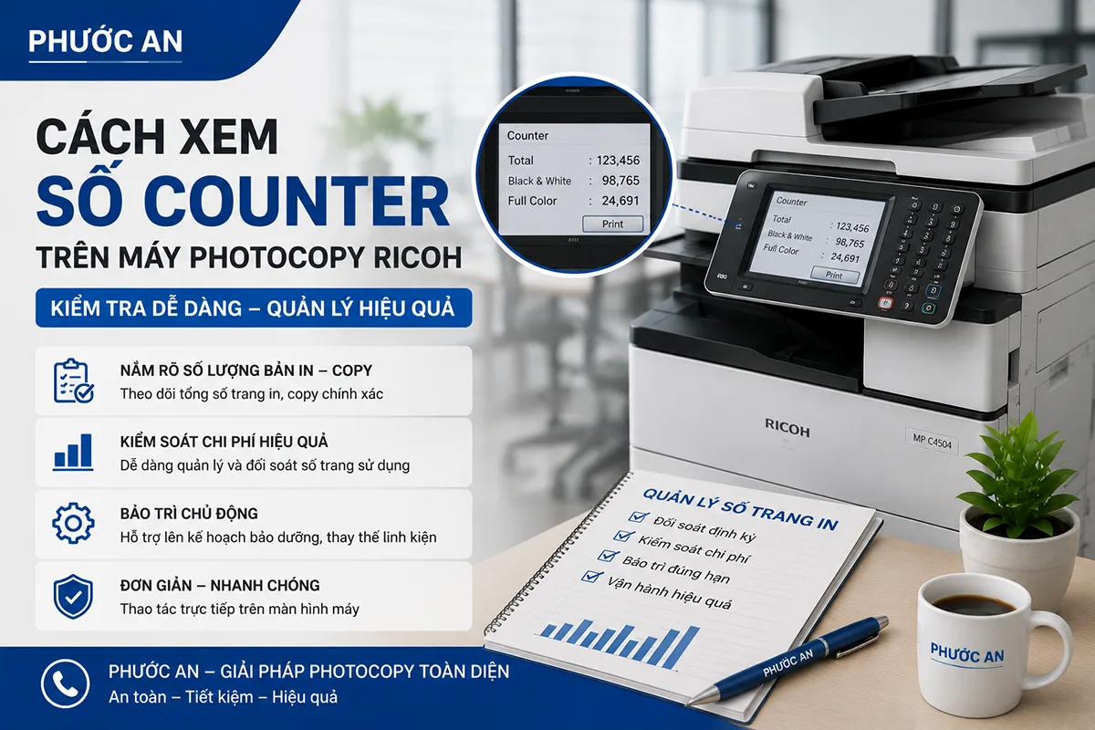Cách xem số counter trên máy photocopy Ricoh