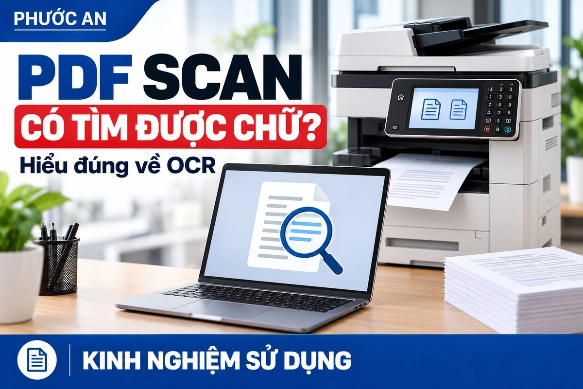 PDF scan có tìm kiếm được chữ không? Hiểu đúng OCR trên máy Ricoh