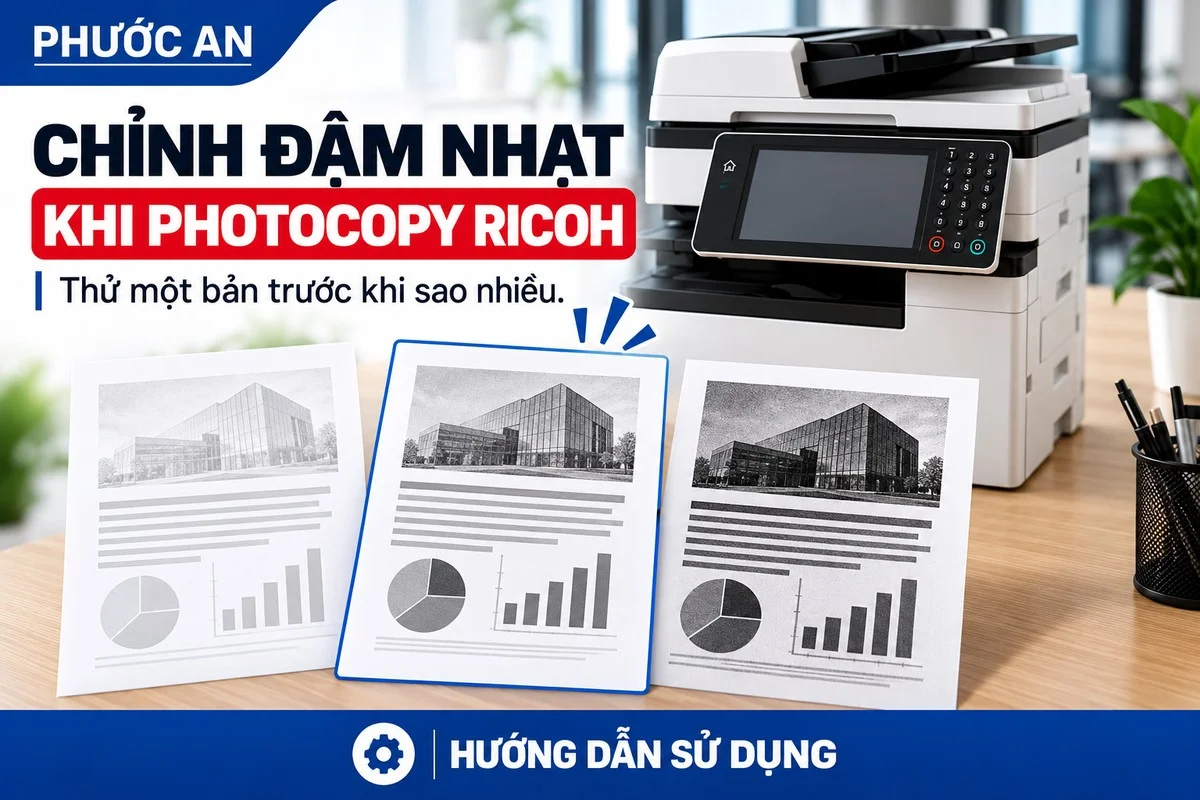 Cách chỉnh đậm nhạt khi photocopy trên máy Ricoh